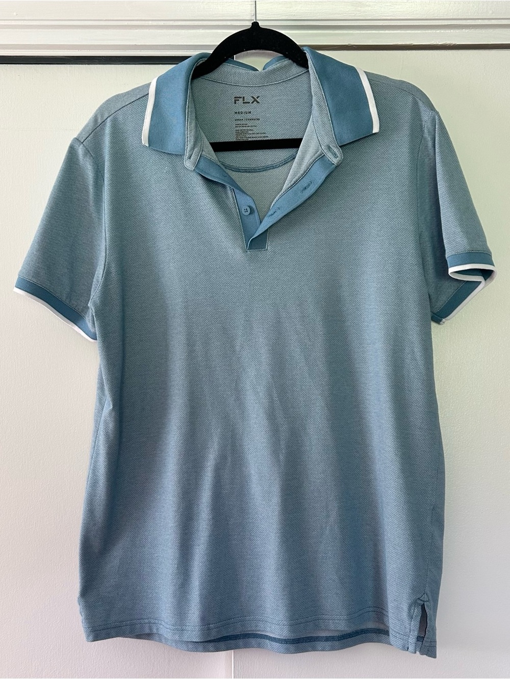 FLX Men's Sky Blue Polo with Contrast Trim